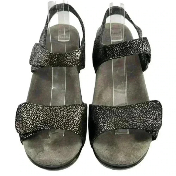 Dansko sonnet shimmer sandals 38 7.5-8 black silver orthopedic mermaid core - Picture 2 of 13